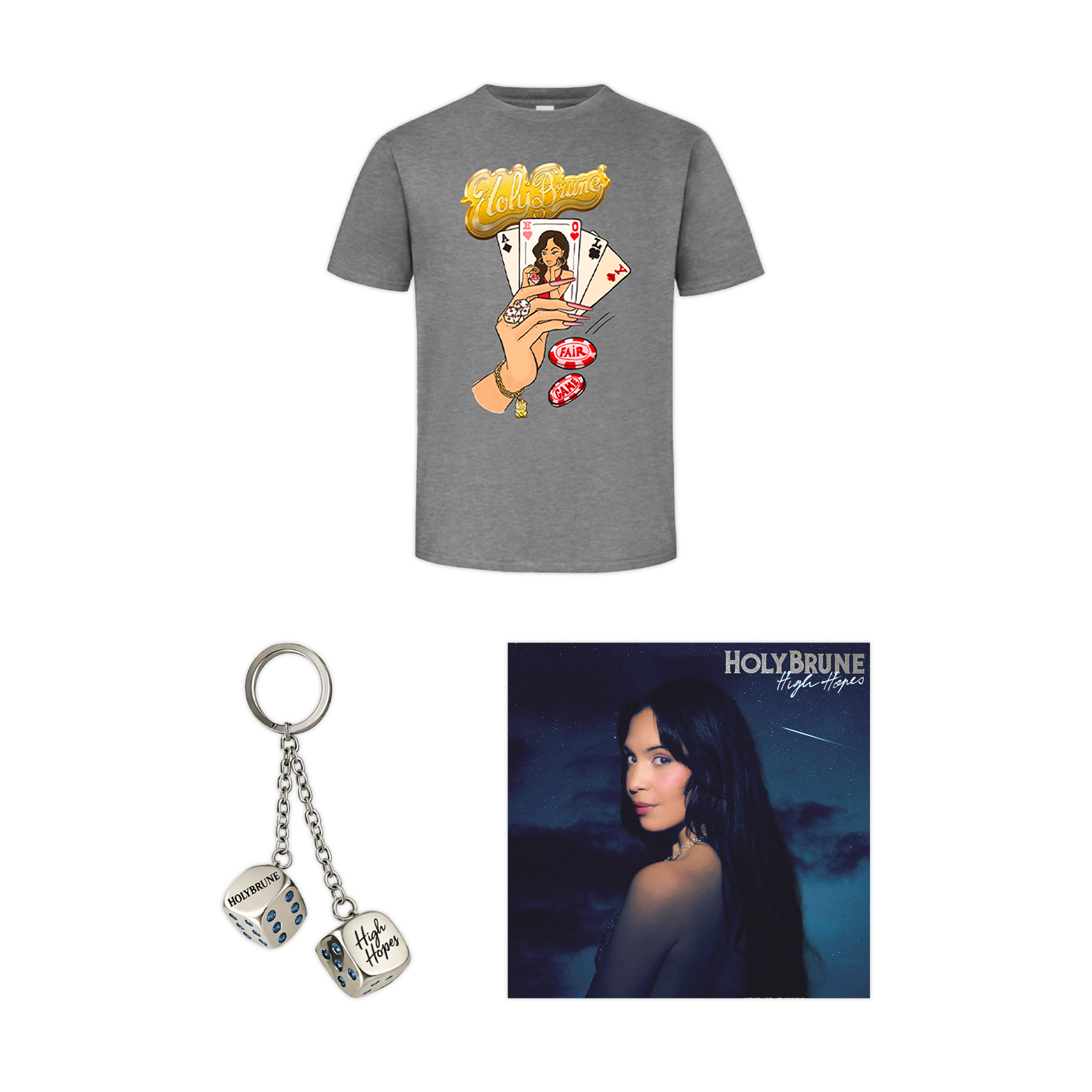 Signed vinyl + Limited edition collector's keychain + Unisex t-shirt
