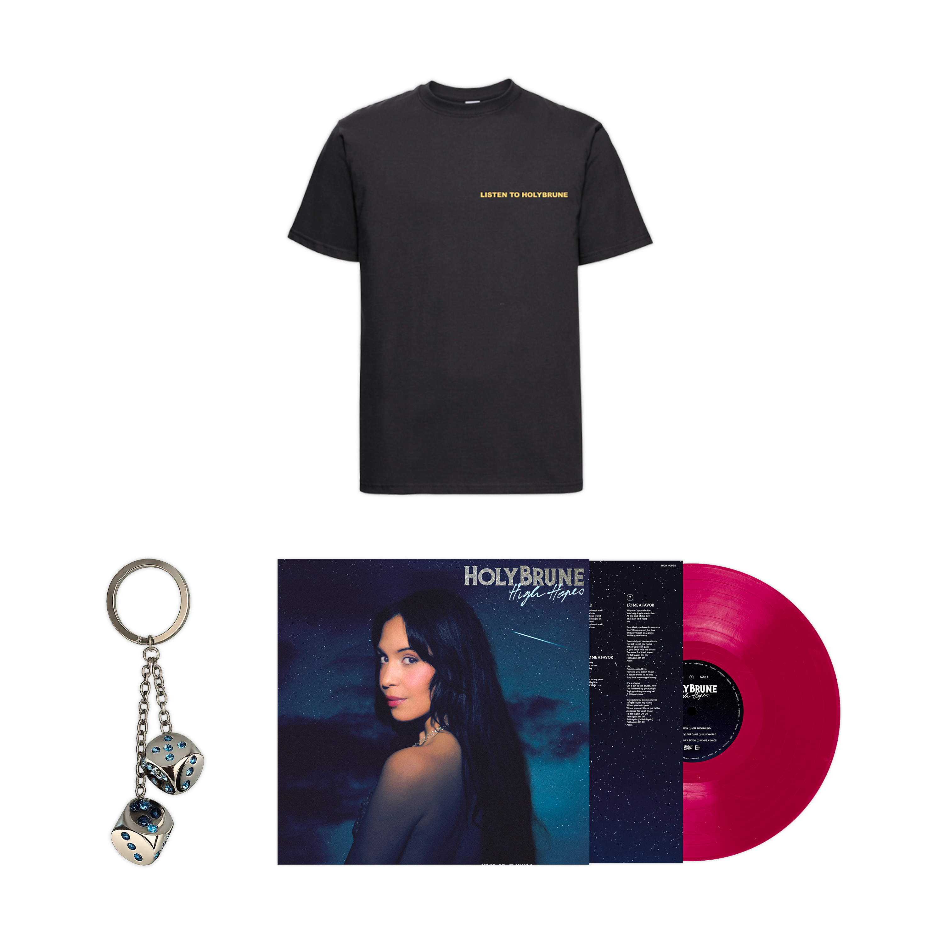 Vinyle dédicacé + Porte-clés argenté collector limité + T-shirt unisexe au choix