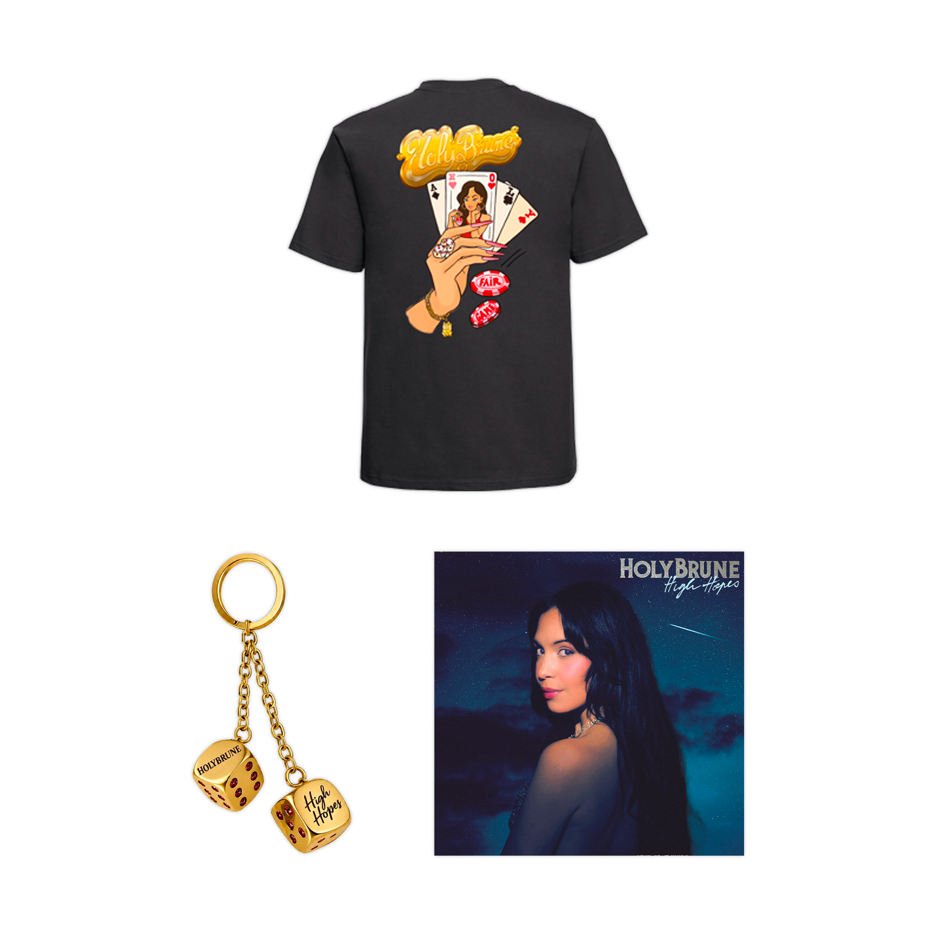 Vinyle dédicacé + Porte-clés or collector limité + T-shirt unisexe au choix