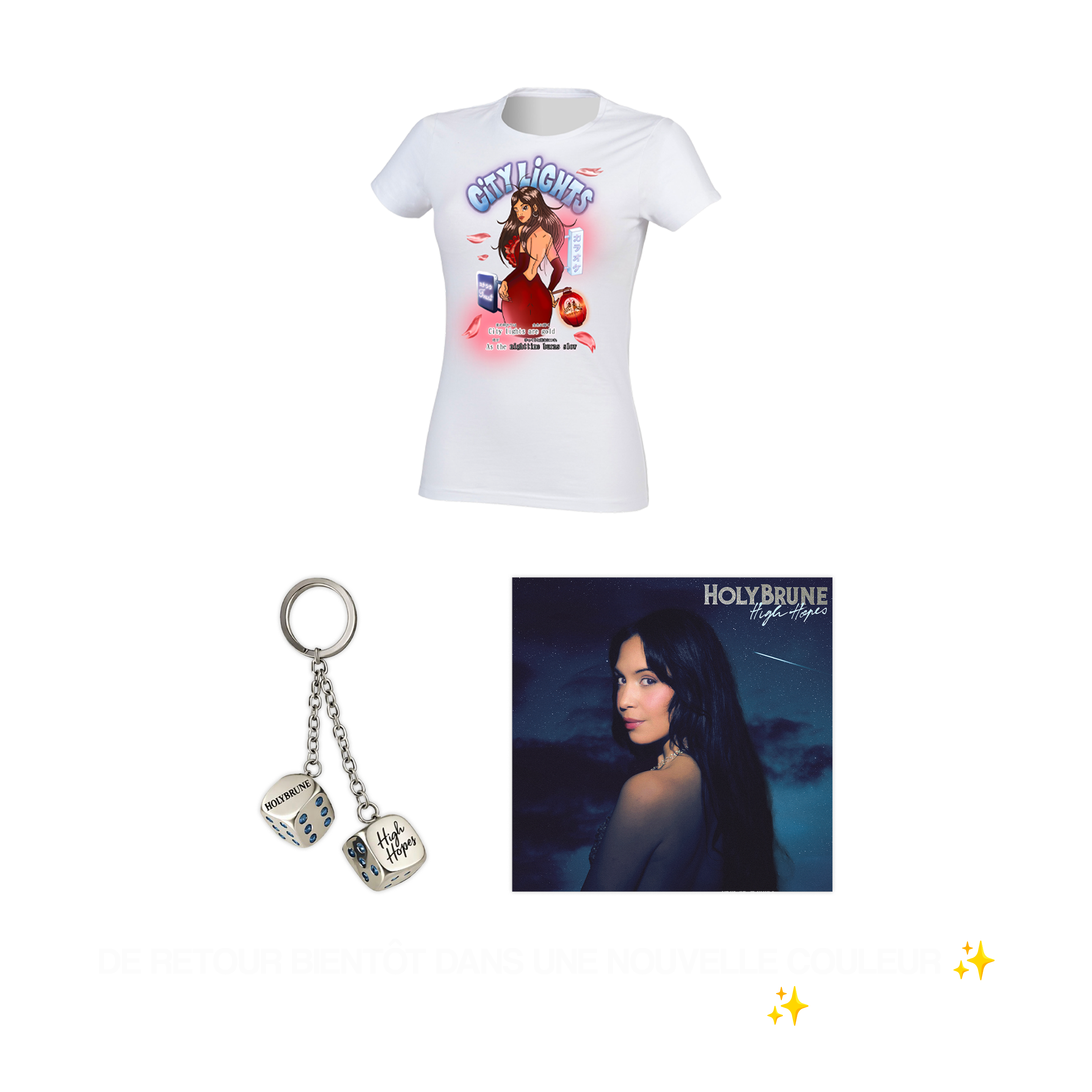 Vinyle dédicacé + Porte-clés collector limité + T-shirt femme au choix