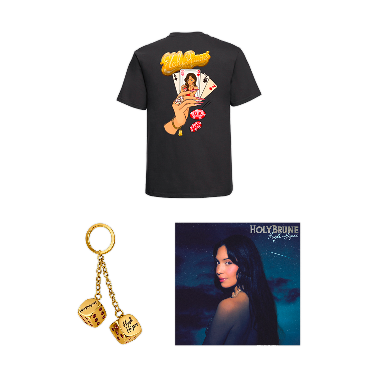 Vinyle dédicacé + Porte-clés or collector limité + T-shirt unisexe au choix